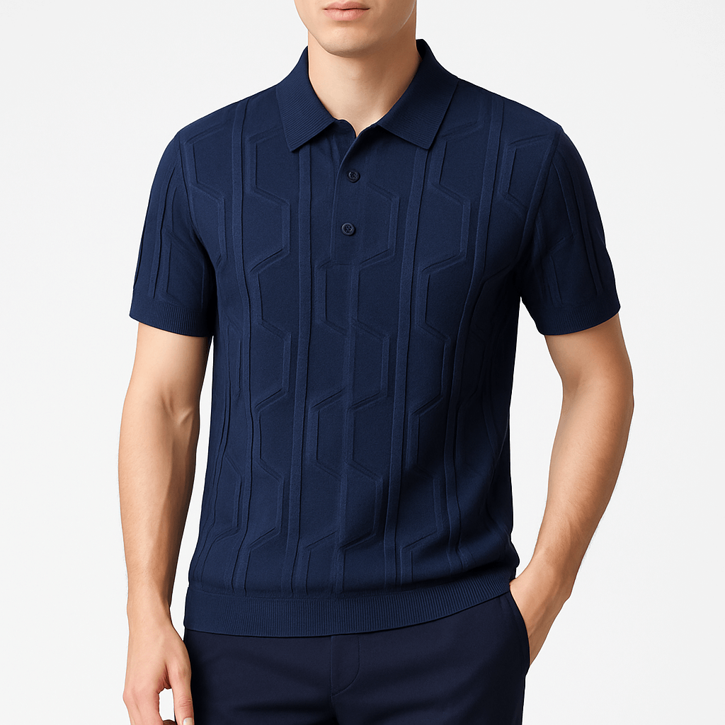 Luminovi | Textured Jacquard Polo Shirt