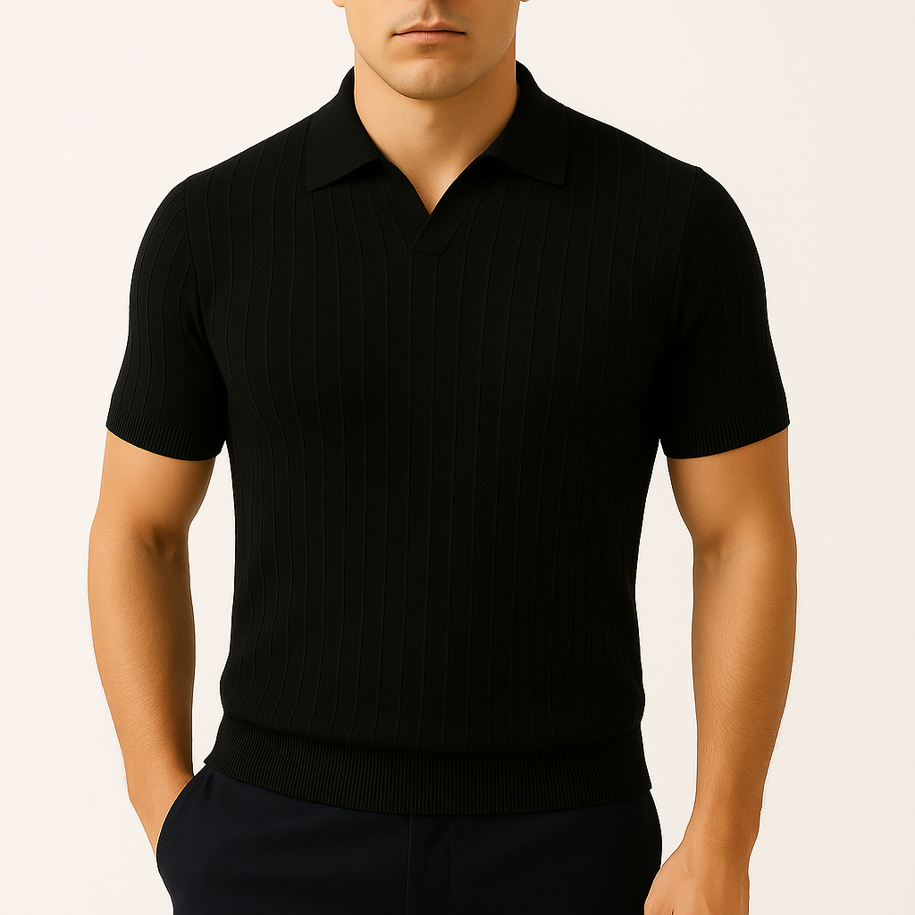 Luminovi | Textured Knit Polo Shirt