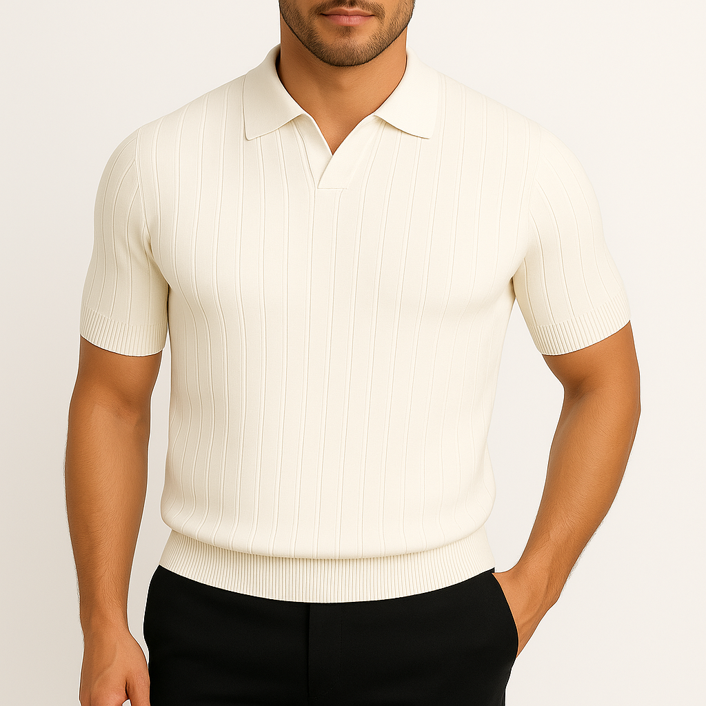 Luminovi | Textured Knit Polo Shirt