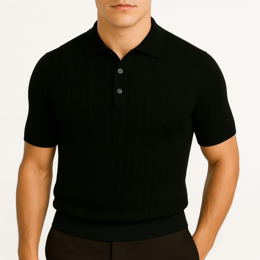 Luminovi | Textured Ribbed Polo Shirt