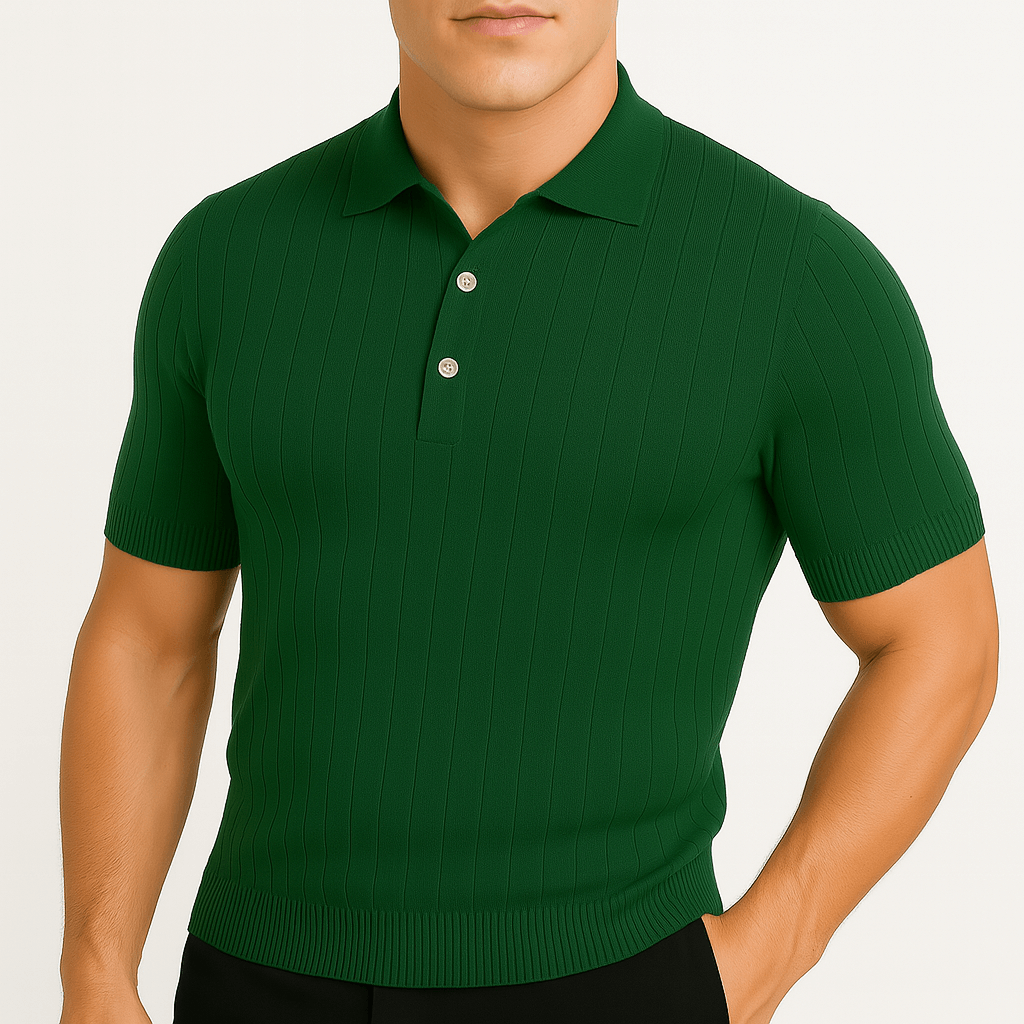 Luminovi | Textured Ribbed Polo Shirt
