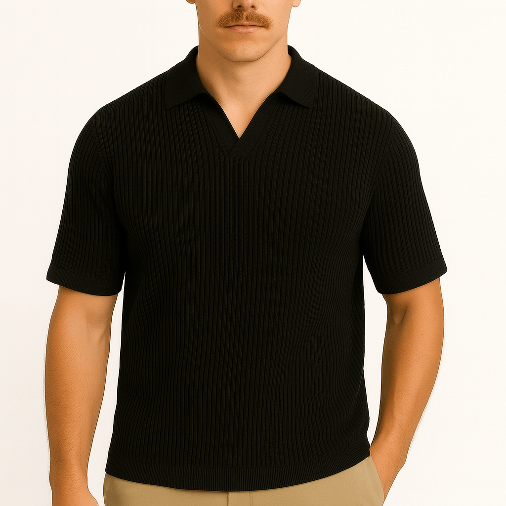 Luminovi | Waffle Knit Polo Shirt