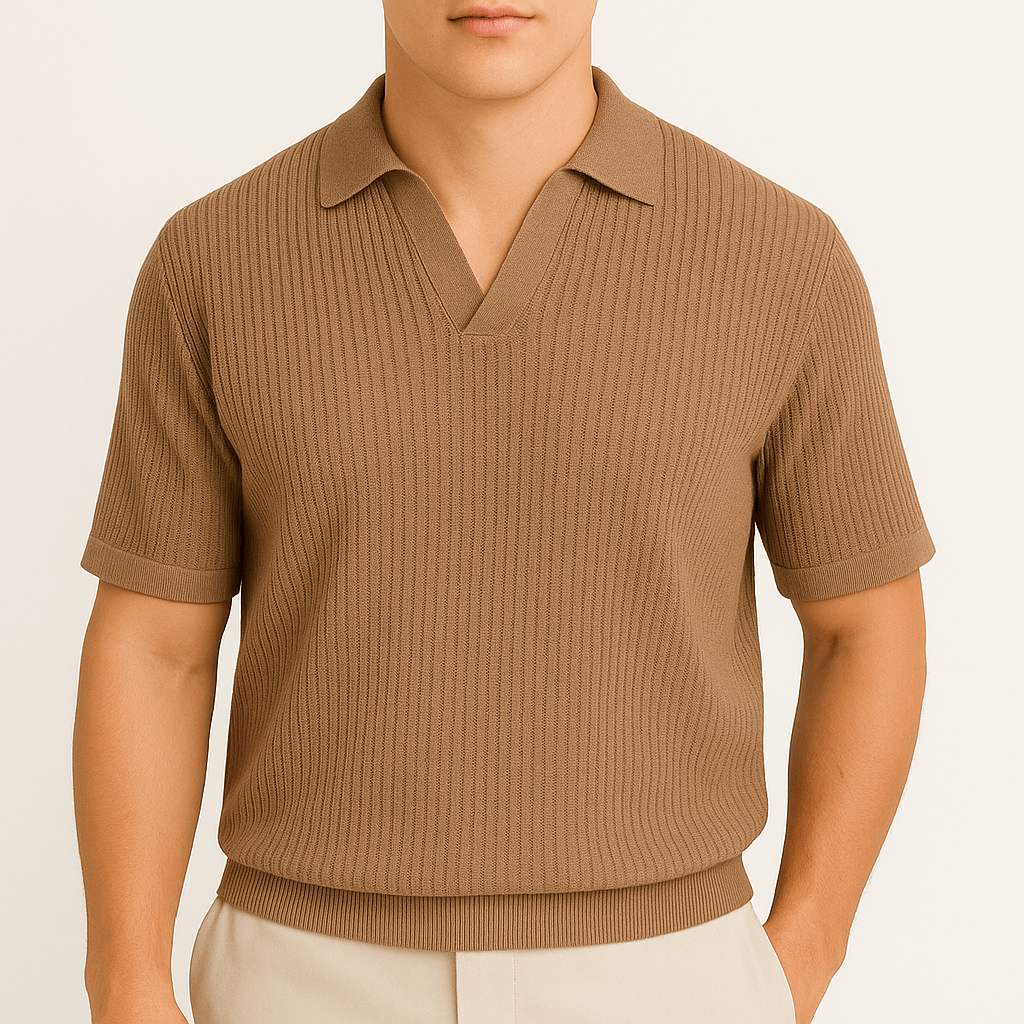 Luminovi | Waffle Knit Polo Shirt