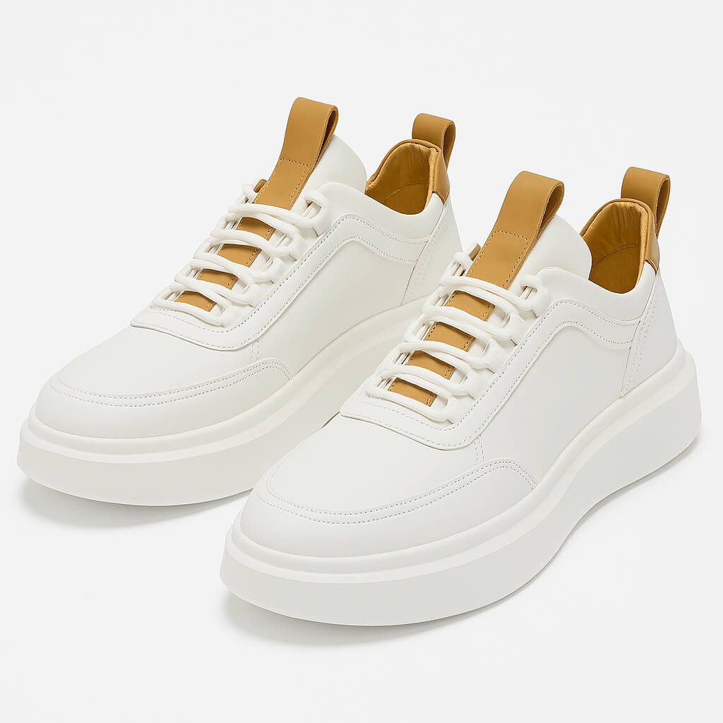 Luminovi | White Leather Platform Sneakers