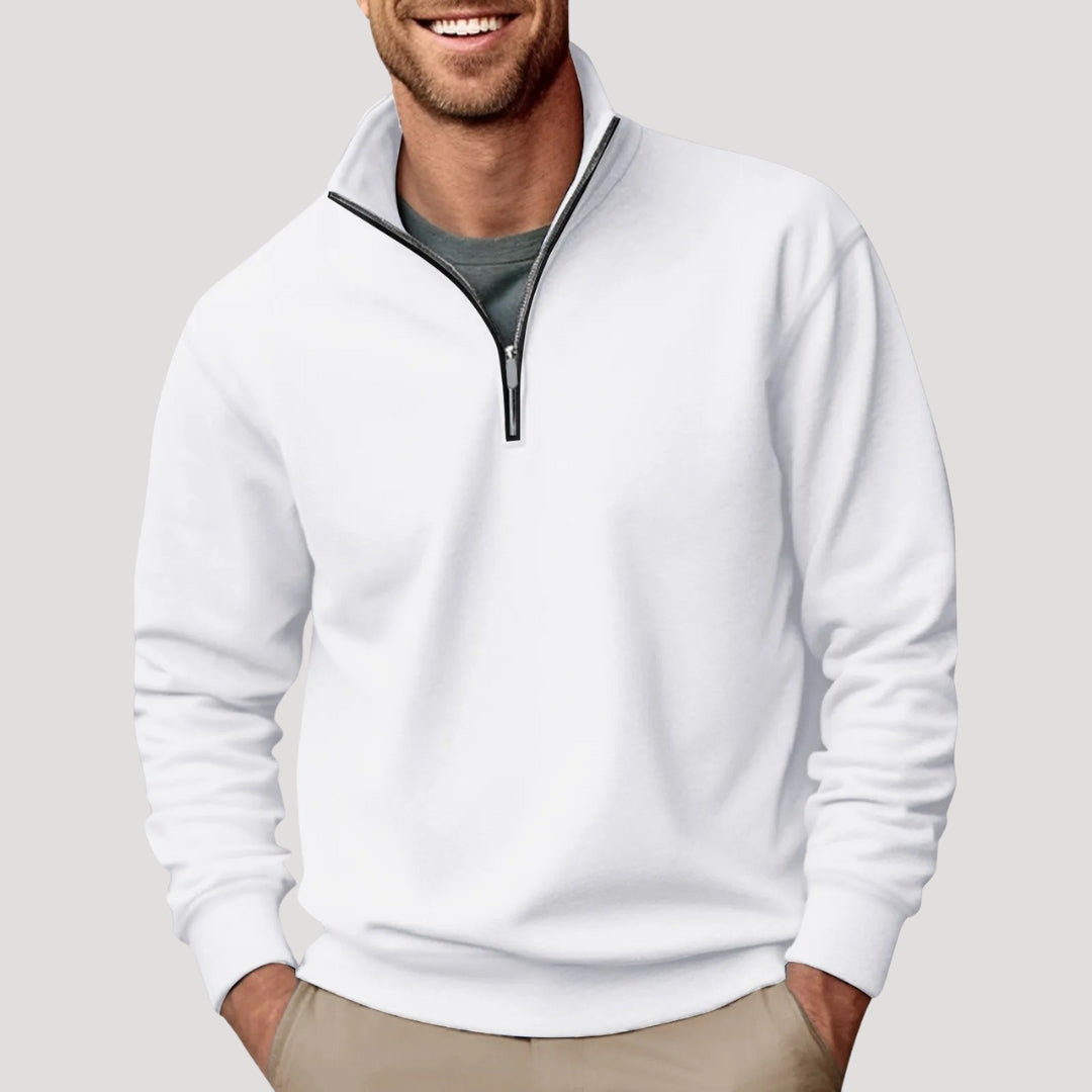Men's Quarter Zip Sweatshirt with Brushed Interior and Relaxed Fit, Machine Washable