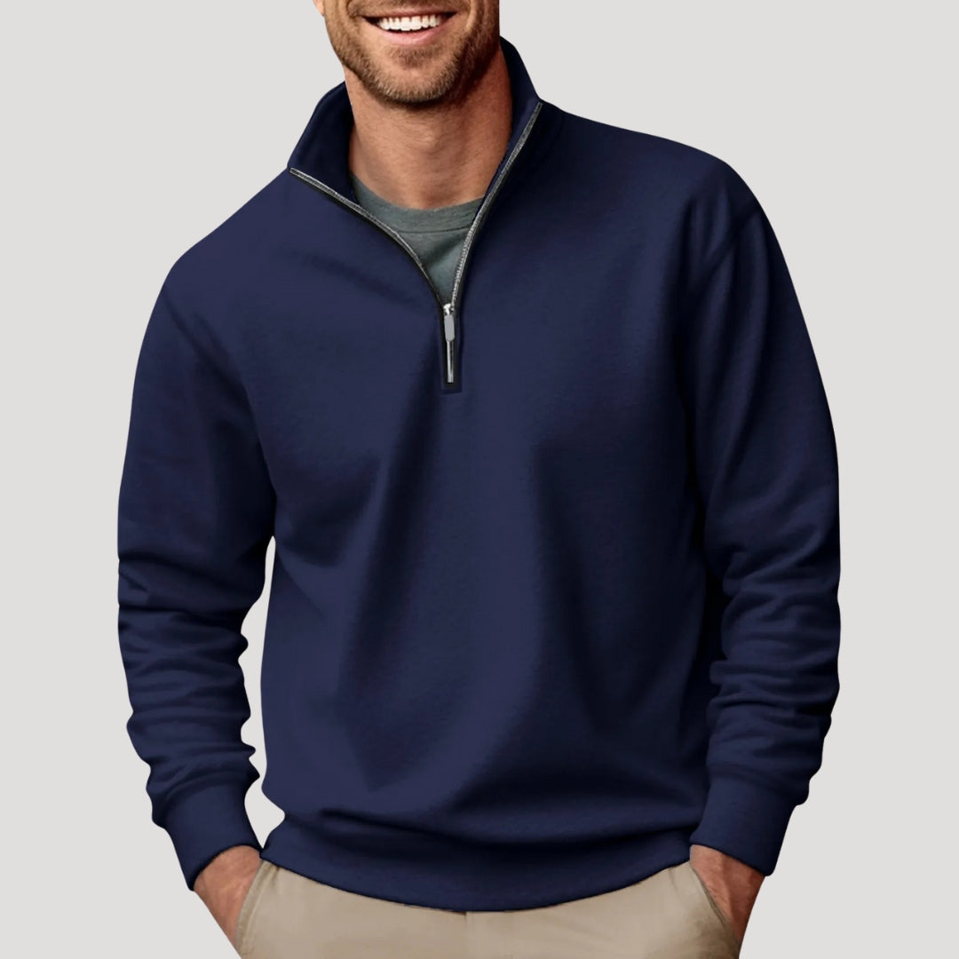 Men's Quarter Zip Sweatshirt with Brushed Interior and Relaxed Fit, Machine Washable