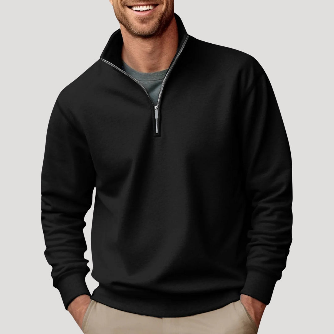 Men's Quarter Zip Sweatshirt with Brushed Interior and Relaxed Fit, Machine Washable
