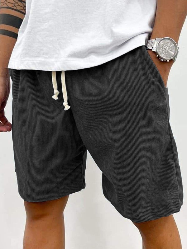 Relaxed Fit Corduroy Shorts with Soft Ribbed Texture for Men