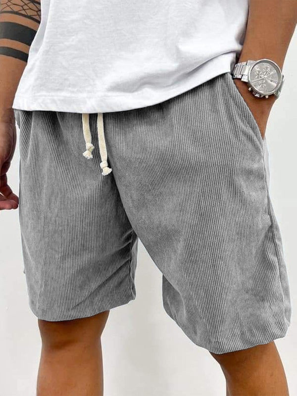 Relaxed Fit Corduroy Shorts with Soft Ribbed Texture for Men