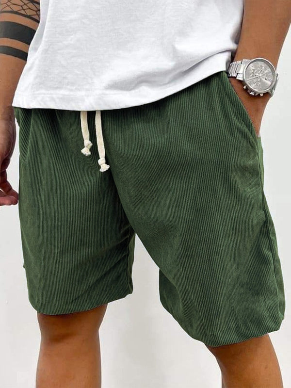 Relaxed Fit Corduroy Shorts with Soft Ribbed Texture for Men