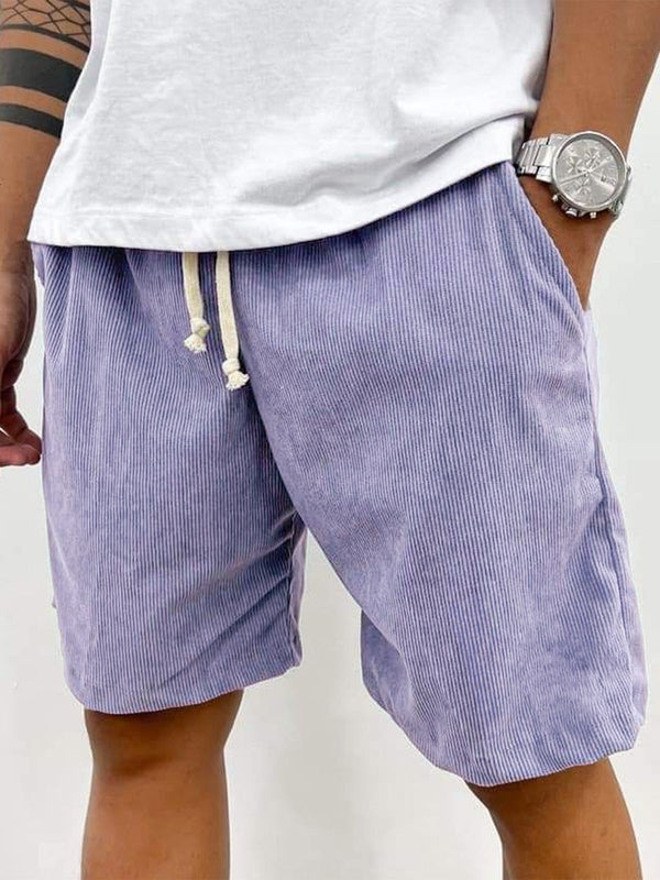 Relaxed Fit Corduroy Shorts with Soft Ribbed Texture for Men