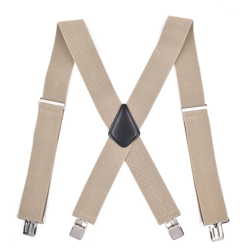 Mens Suspenders with Wide Reinforced Straps and Heavy-Duty Metal Clips, Adjustable Y-Back