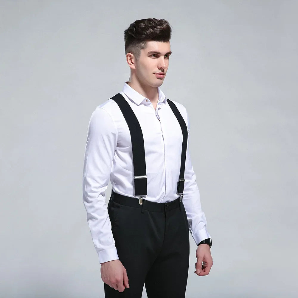 Mens Suspenders with Wide Reinforced Straps and Heavy-Duty Metal Clips, Adjustable Y-Back