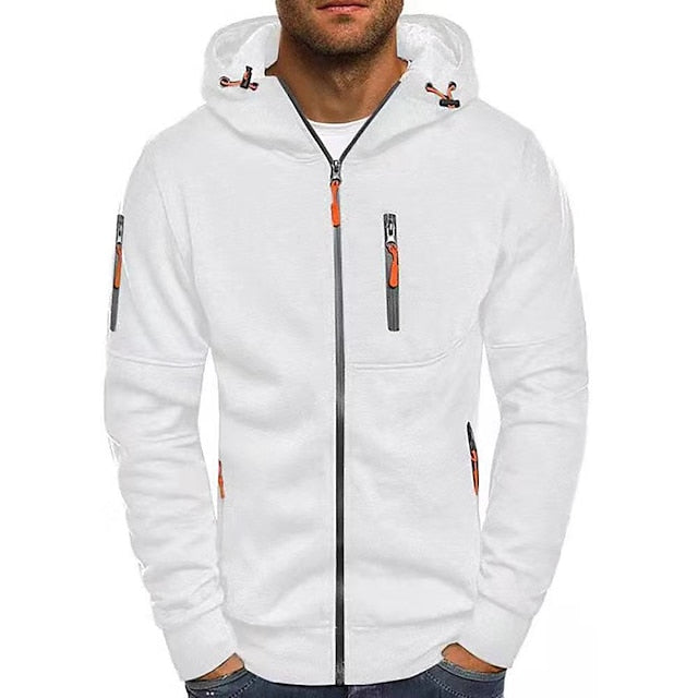 Men's Zip-Up Hoodie with Relaxed Fit and Front Pockets, Midweight Cotton Blend