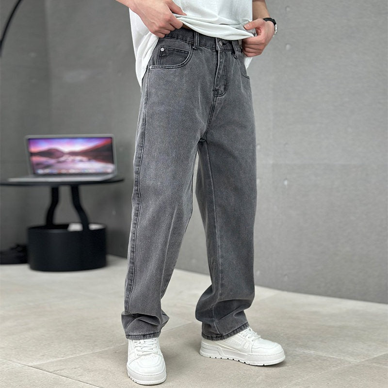 Men's Wide Leg Jeans with Relaxed Fit for Casual Wear