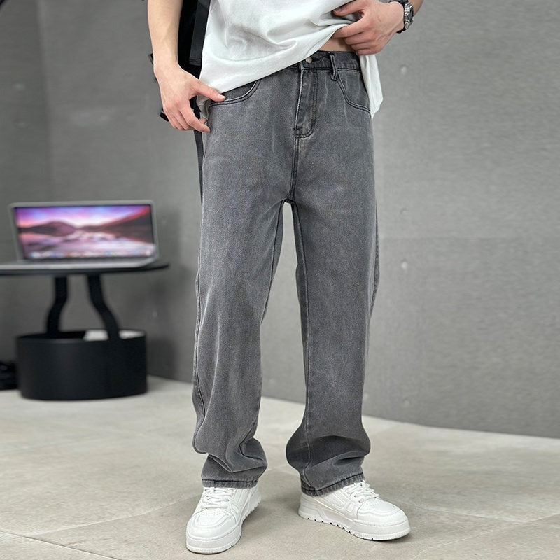Men's Relaxed Fit Baggy Jeans with Wide Leg Cut for Casual Wear