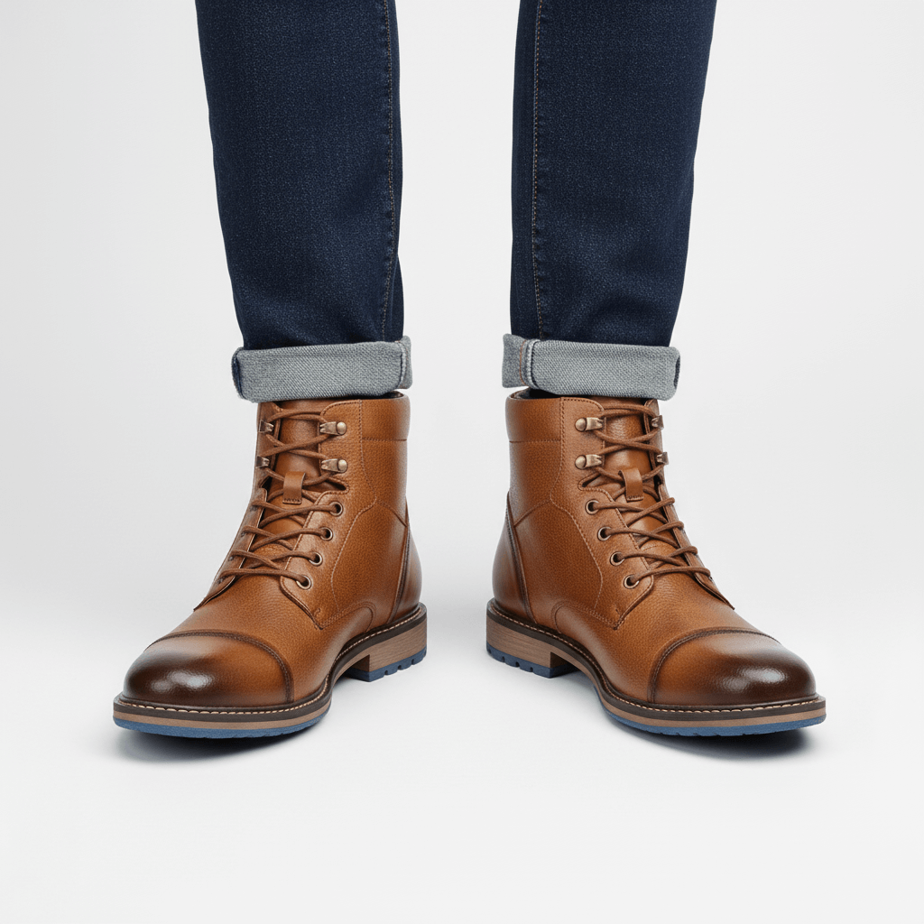 Men’s Leather Outdoor Boots – Durable Lace-Up with Rugged Sole-Men's Leather Boots