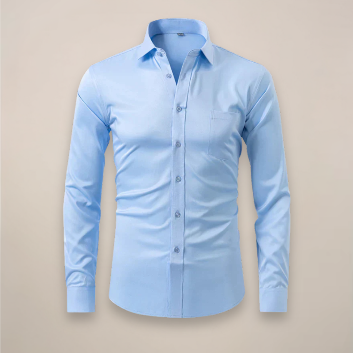 Men's Long-Sleeve Button-Up Shirt with Tailored Fit and Wrinkle-Resistant Finish
