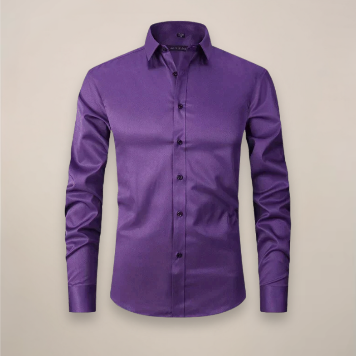 Men's Long-Sleeve Button-Up Shirt with Tailored Fit and Wrinkle-Resistant Finish