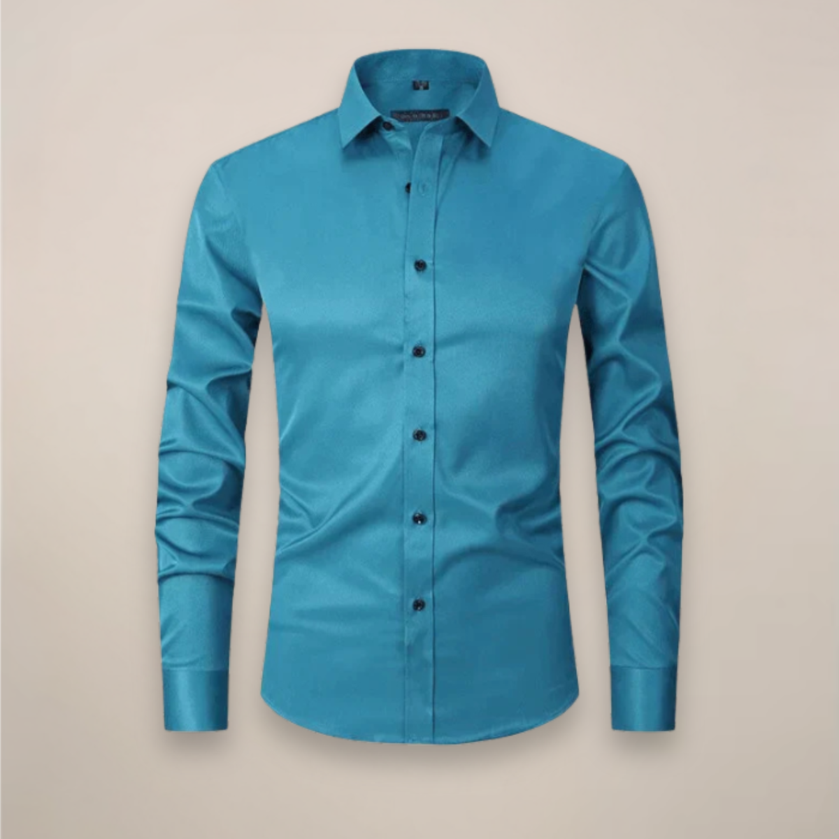 Men's Long-Sleeve Button-Up Shirt with Tailored Fit and Wrinkle-Resistant Finish
