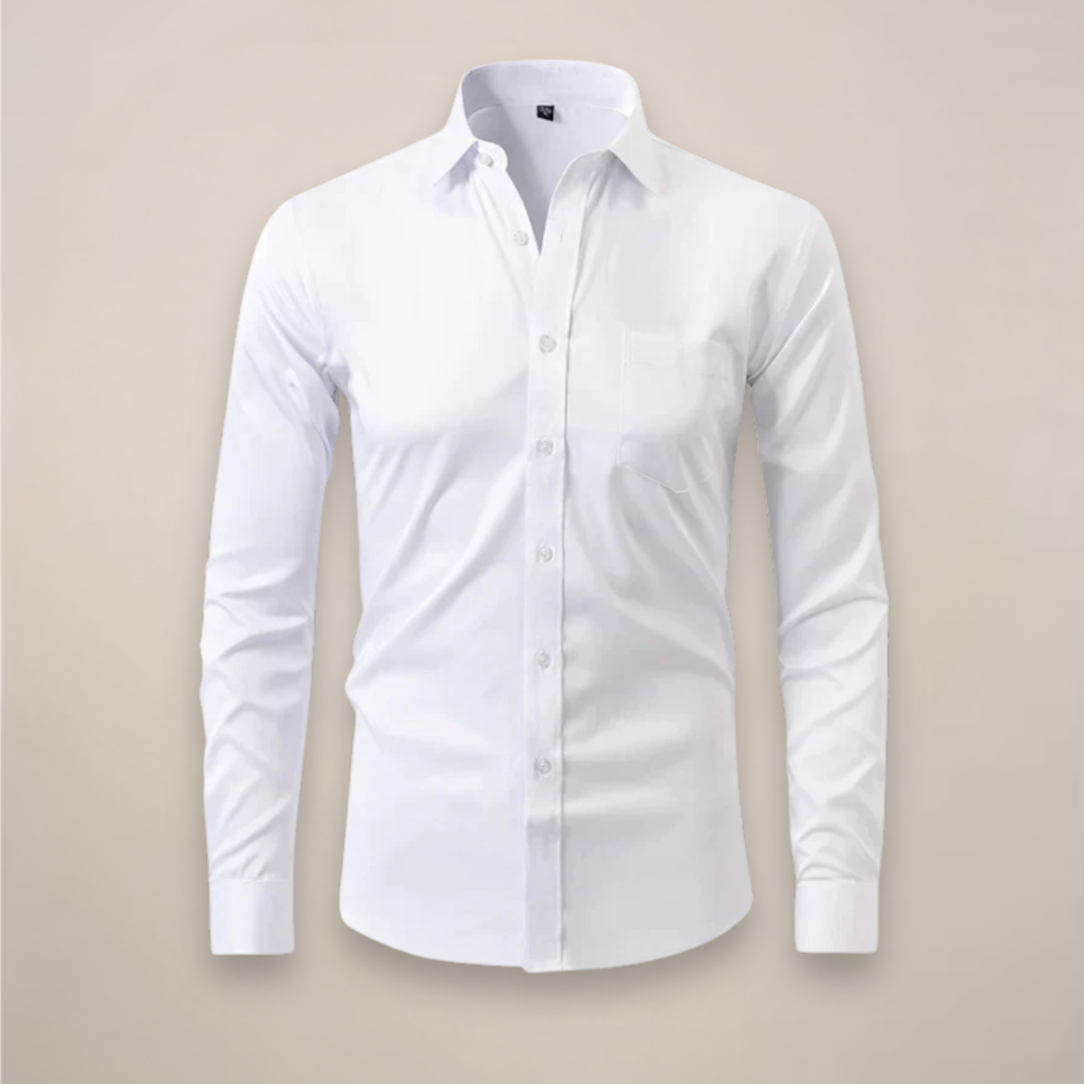 Men's Long-Sleeve Button-Up Shirt with Tailored Fit and Wrinkle-Resistant Finish