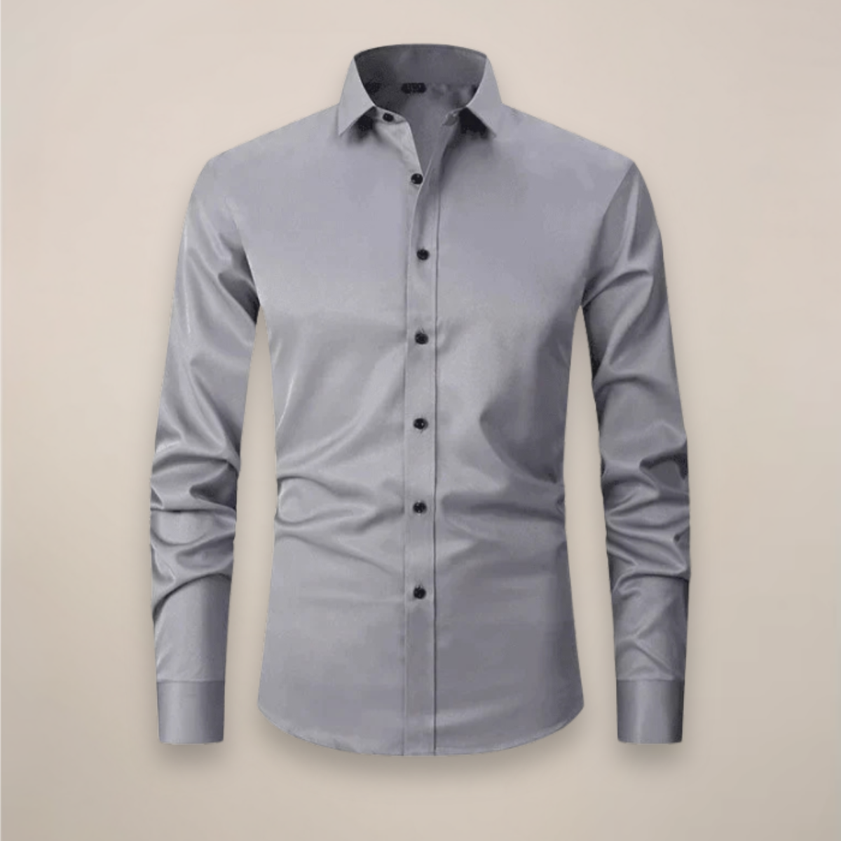 Men's Long-Sleeve Button-Up Shirt with Tailored Fit and Wrinkle-Resistant Finish