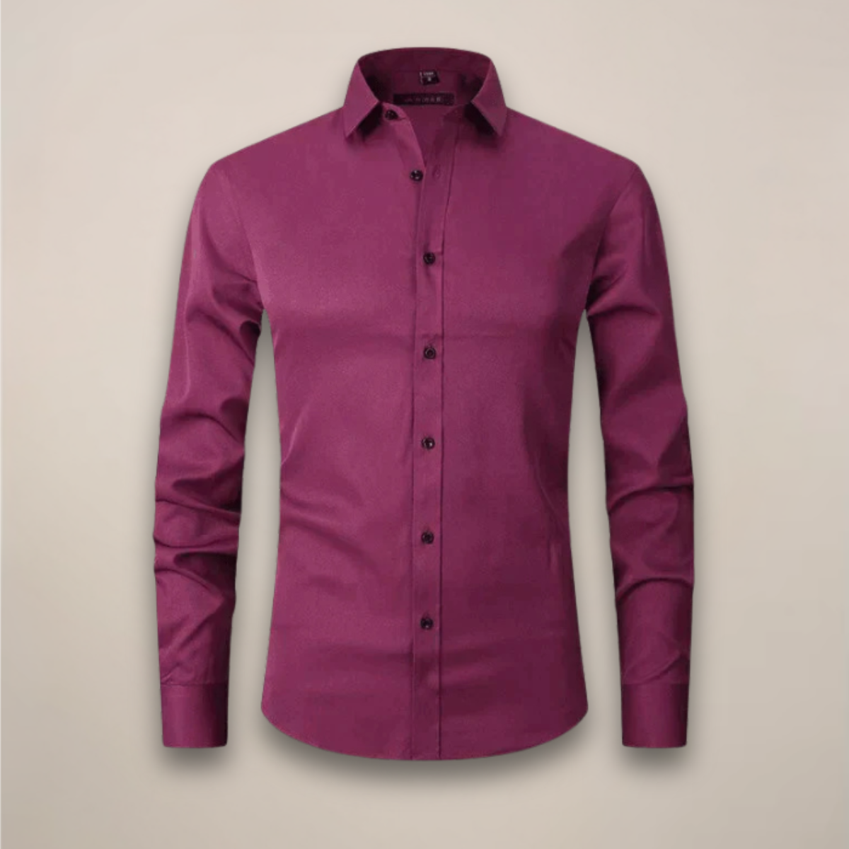 Men's Long-Sleeve Button-Up Shirt with Tailored Fit and Wrinkle-Resistant Finish