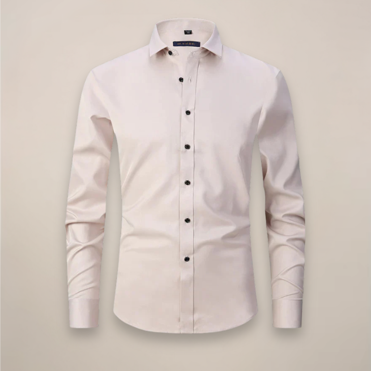 Men's Long-Sleeve Button-Up Shirt with Tailored Fit and Wrinkle-Resistant Finish