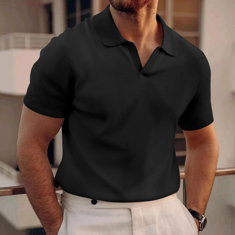 Classic Fit Polo Shirt for Men with Breathable Cotton Blend and Two-Button Collar