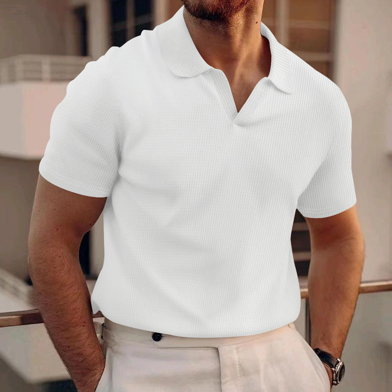Classic Fit Polo Shirt for Men with Breathable Cotton Blend and Two-Button Collar