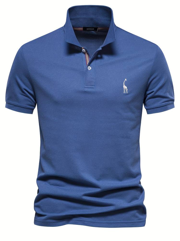 Men's Short Sleeve Polo with Breathable Cotton Blend and Classic Fit, Machine Washable