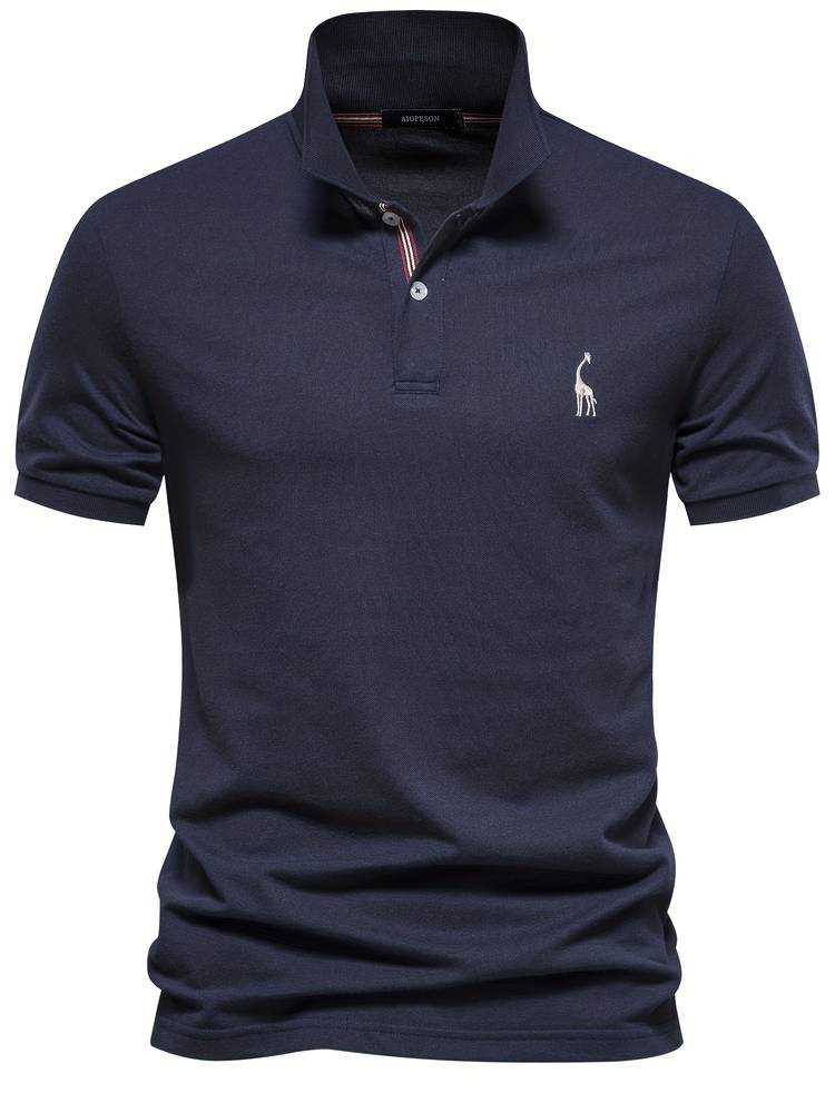 Men's Short Sleeve Polo with Breathable Cotton Blend and Classic Fit, Machine Washable