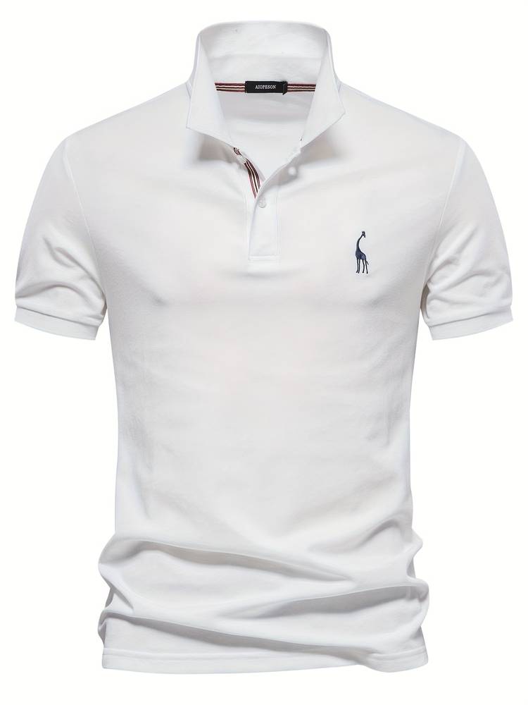 Men's Short Sleeve Polo with Breathable Cotton Blend and Classic Fit, Machine Washable