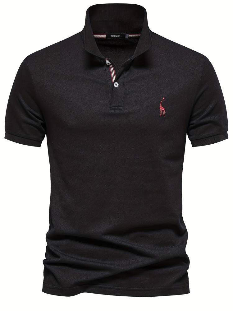 Men's Short Sleeve Polo with Breathable Cotton Blend and Classic Fit, Machine Washable