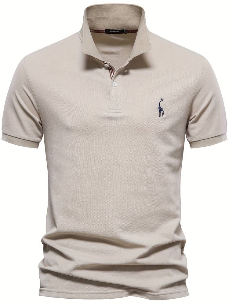 Men's Short Sleeve Polo with Breathable Cotton Blend and Classic Fit, Machine Washable