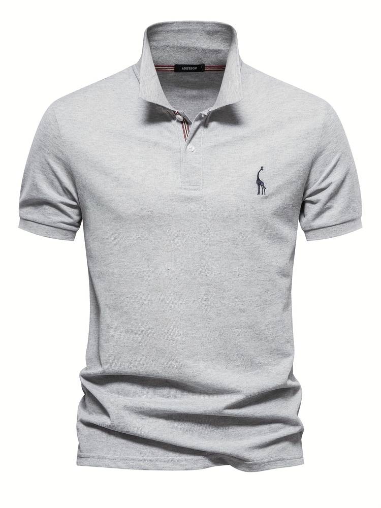 Men's Short Sleeve Polo with Breathable Cotton Blend and Classic Fit, Machine Washable