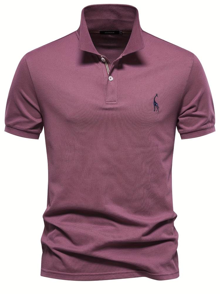 Men's Short Sleeve Polo with Breathable Cotton Blend and Classic Fit, Machine Washable