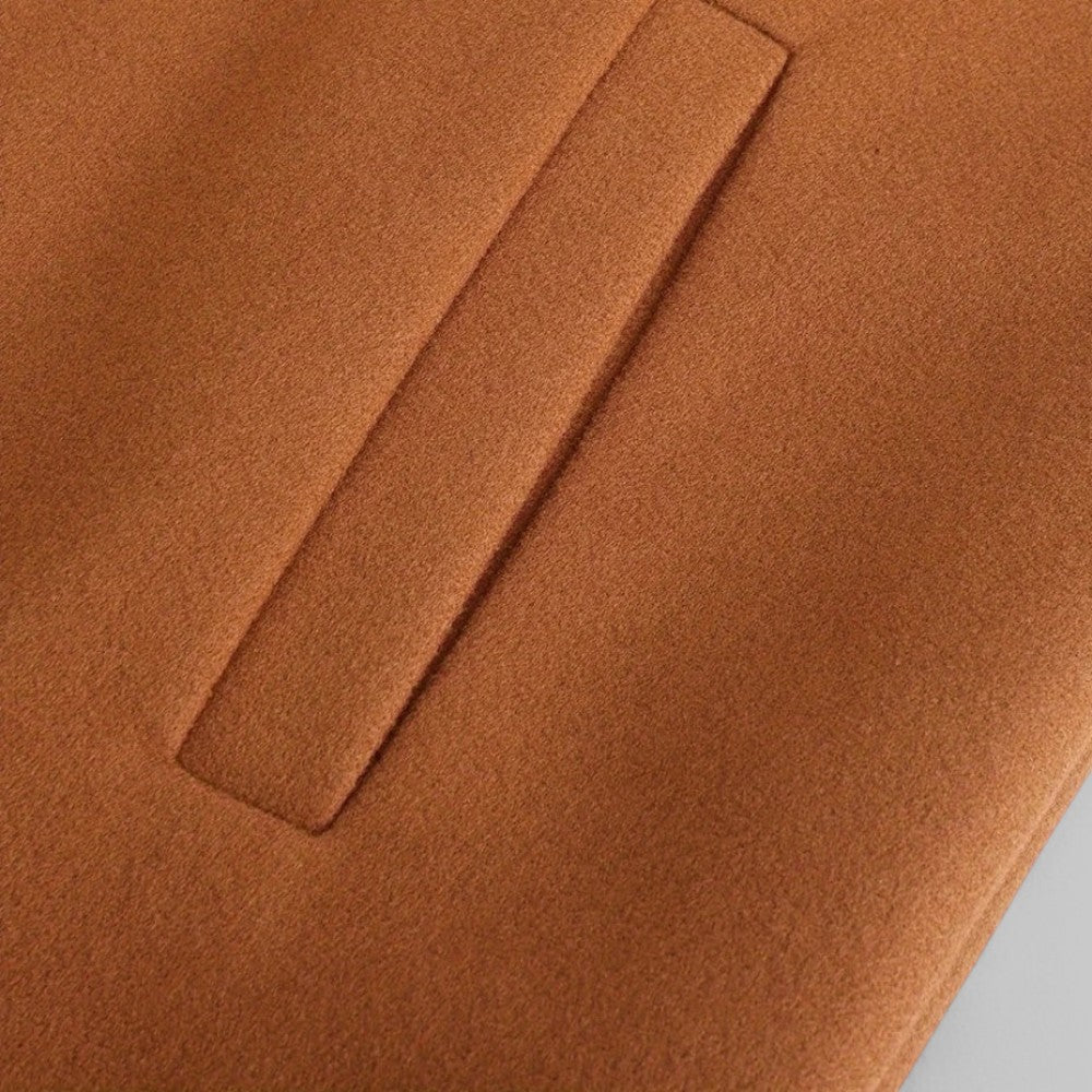 Men's Slim Coat with Concealed Button and Structured Shoulders, Wool Blend