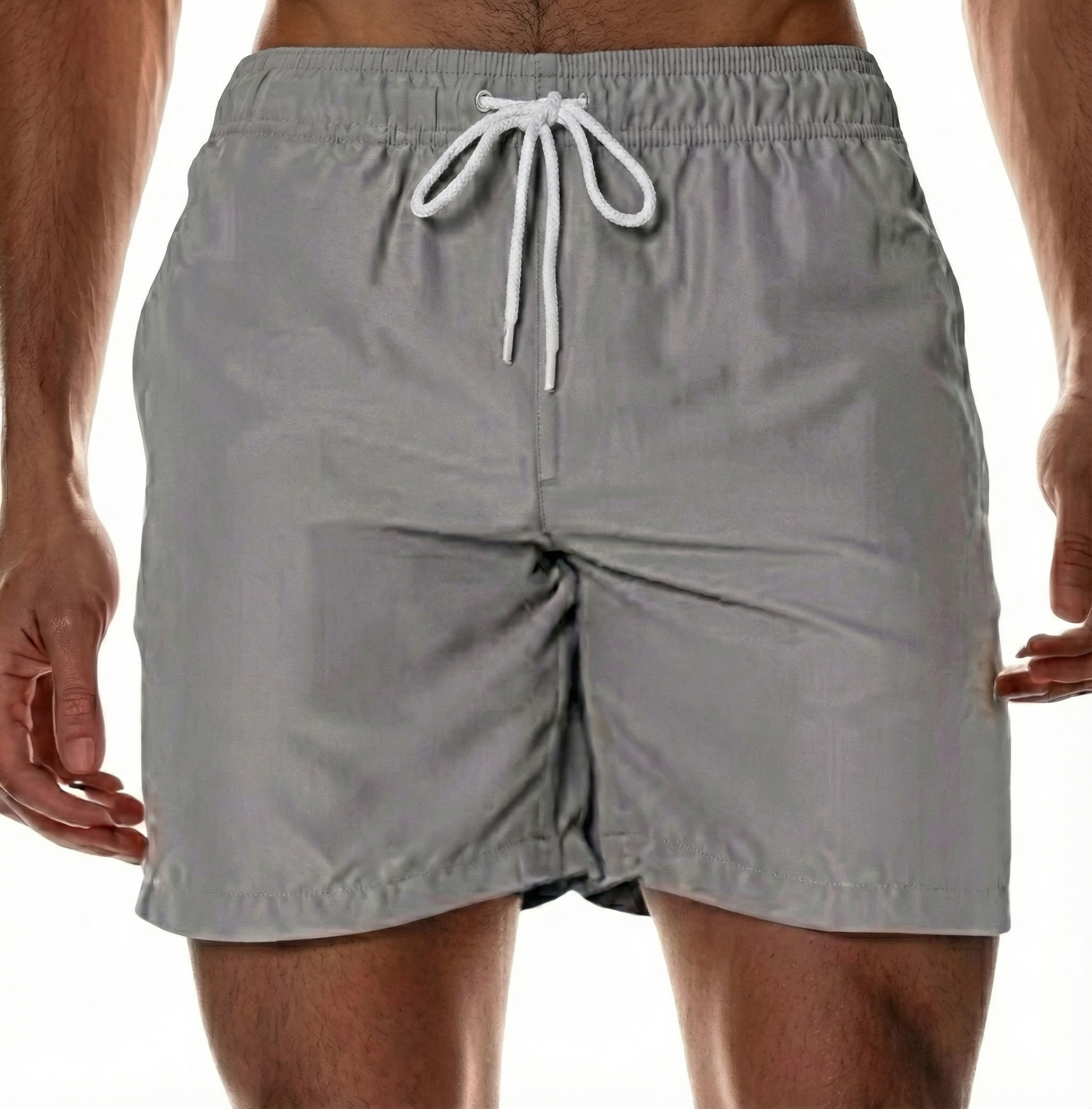 Mens Quick-Dry Swim Shorts with Elastic Waist and Drawstring Closure