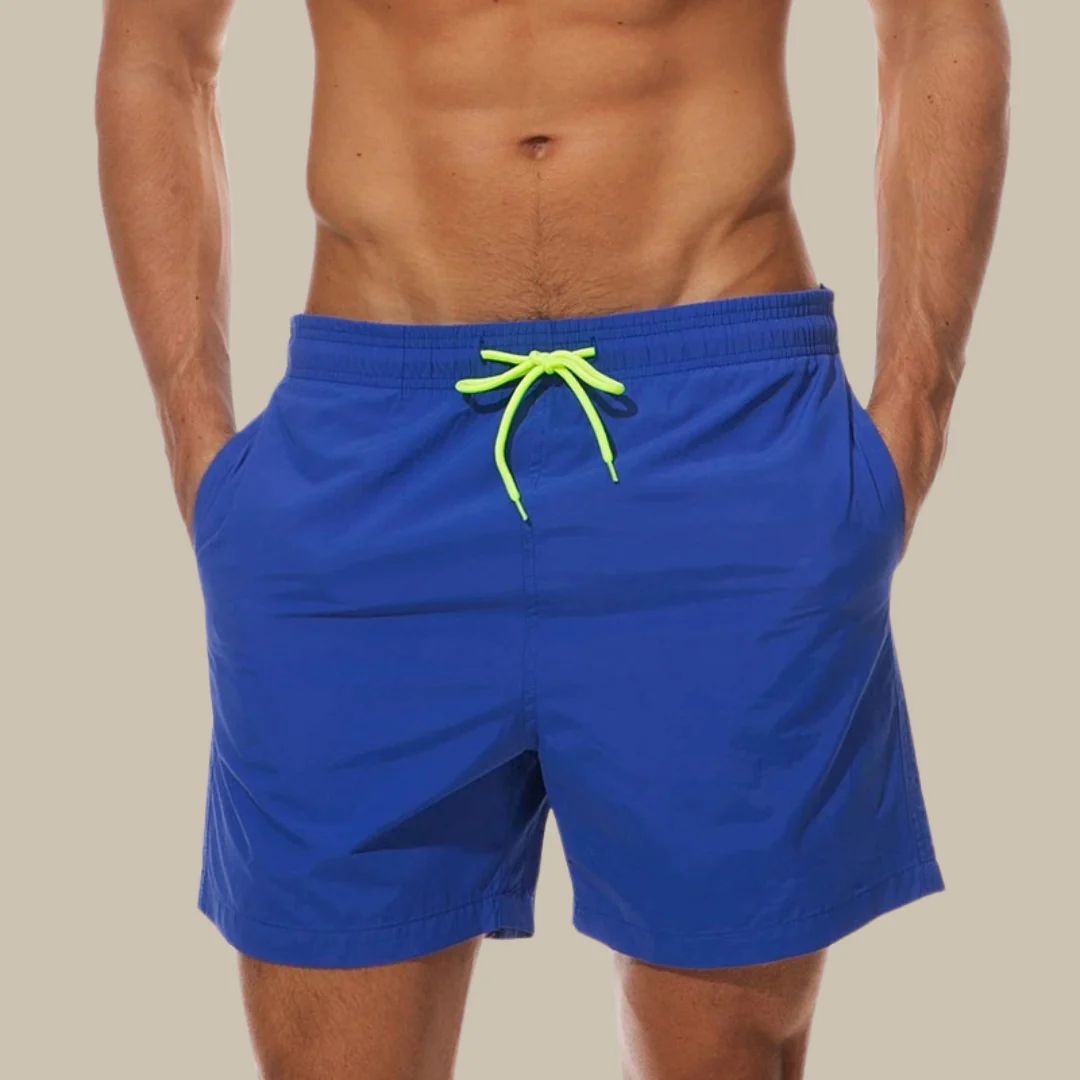 Men's Swim Shorts with Adjustable Drawstring and Side Pockets, Machine Washable