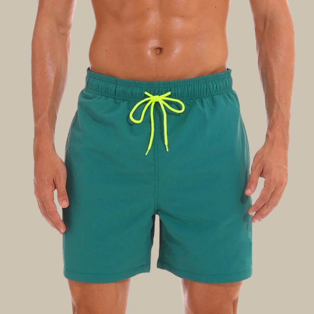 Men's Swim Shorts with Adjustable Drawstring and Side Pockets, Machine Washable