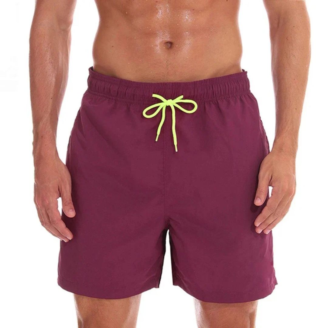 Men's Swim Shorts with Adjustable Drawstring and Side Pockets, Machine Washable