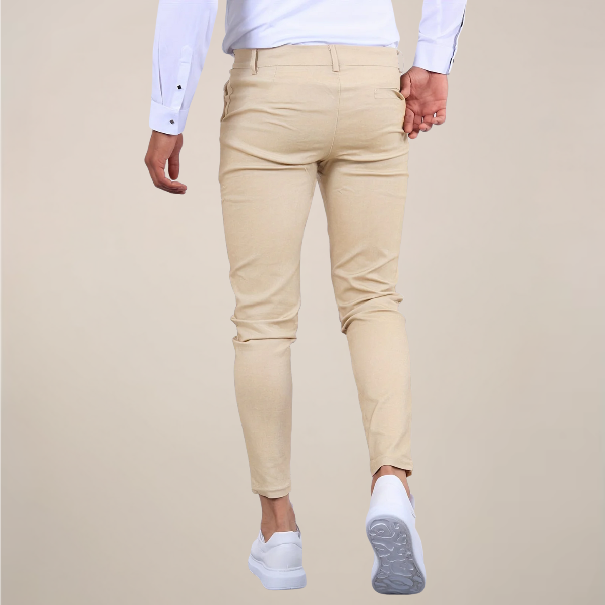 Men's Slim-Fit Chino Trousers with Narrow Ankle and Wrinkle-Resistant Fabric