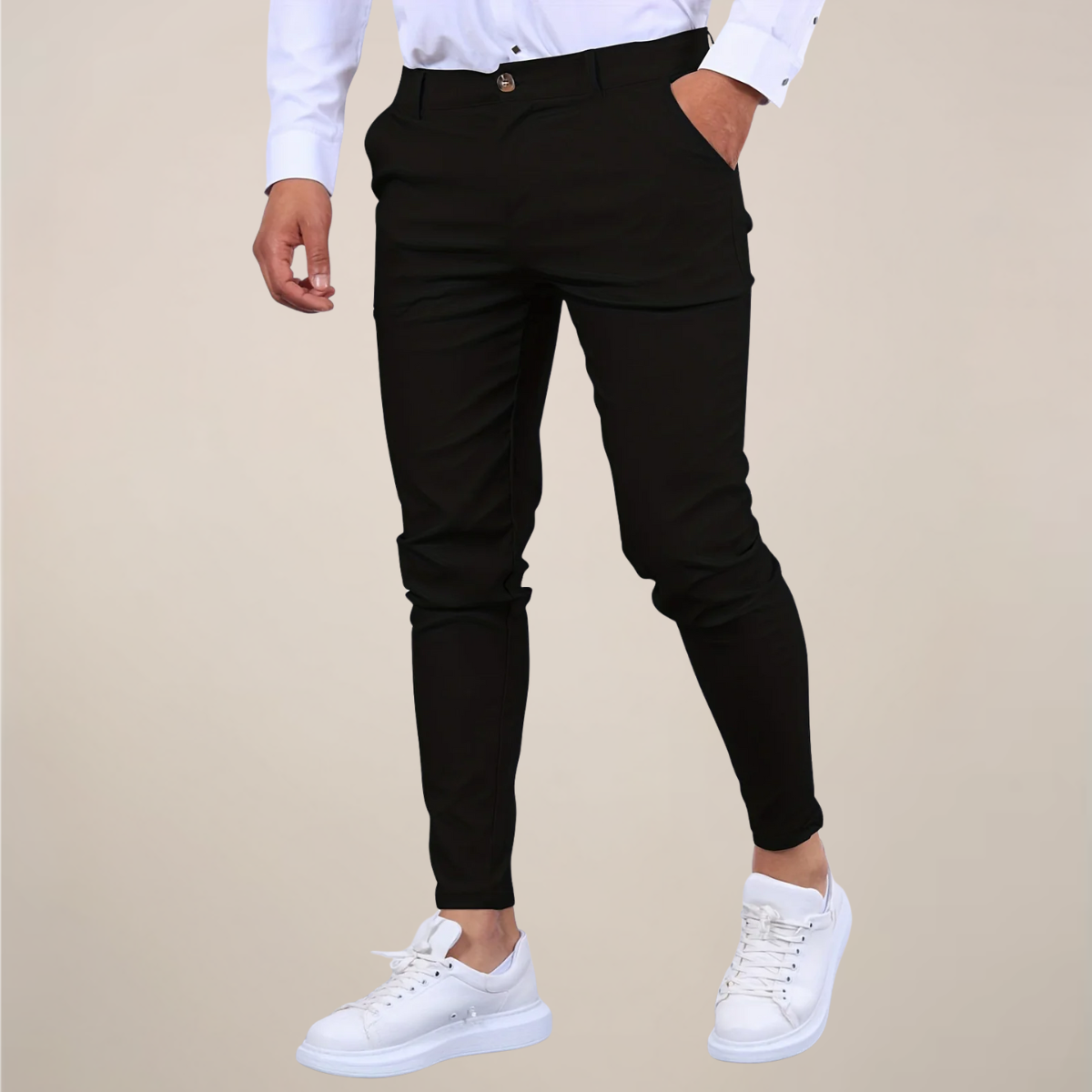 Men's Slim-Fit Chino Trousers with Narrow Ankle and Wrinkle-Resistant Fabric