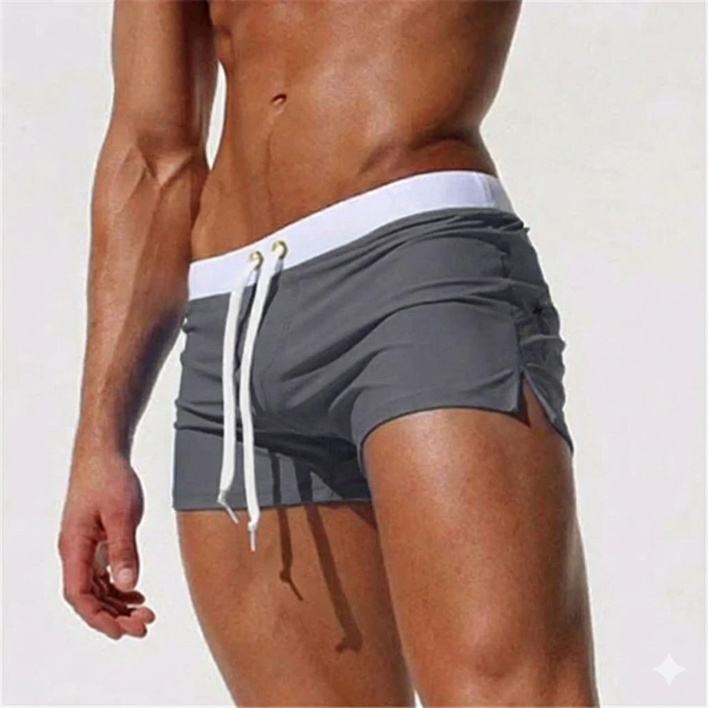 Men's Board Shorts with Quick-Dry and Zippered Back Pocket, Adjustable Waist