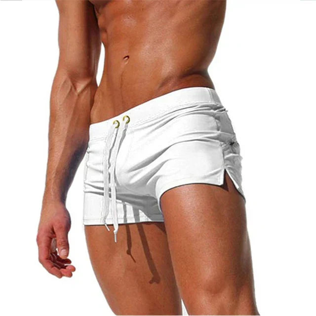 Men's Board Shorts with Quick-Dry and Zippered Back Pocket, Adjustable Waist