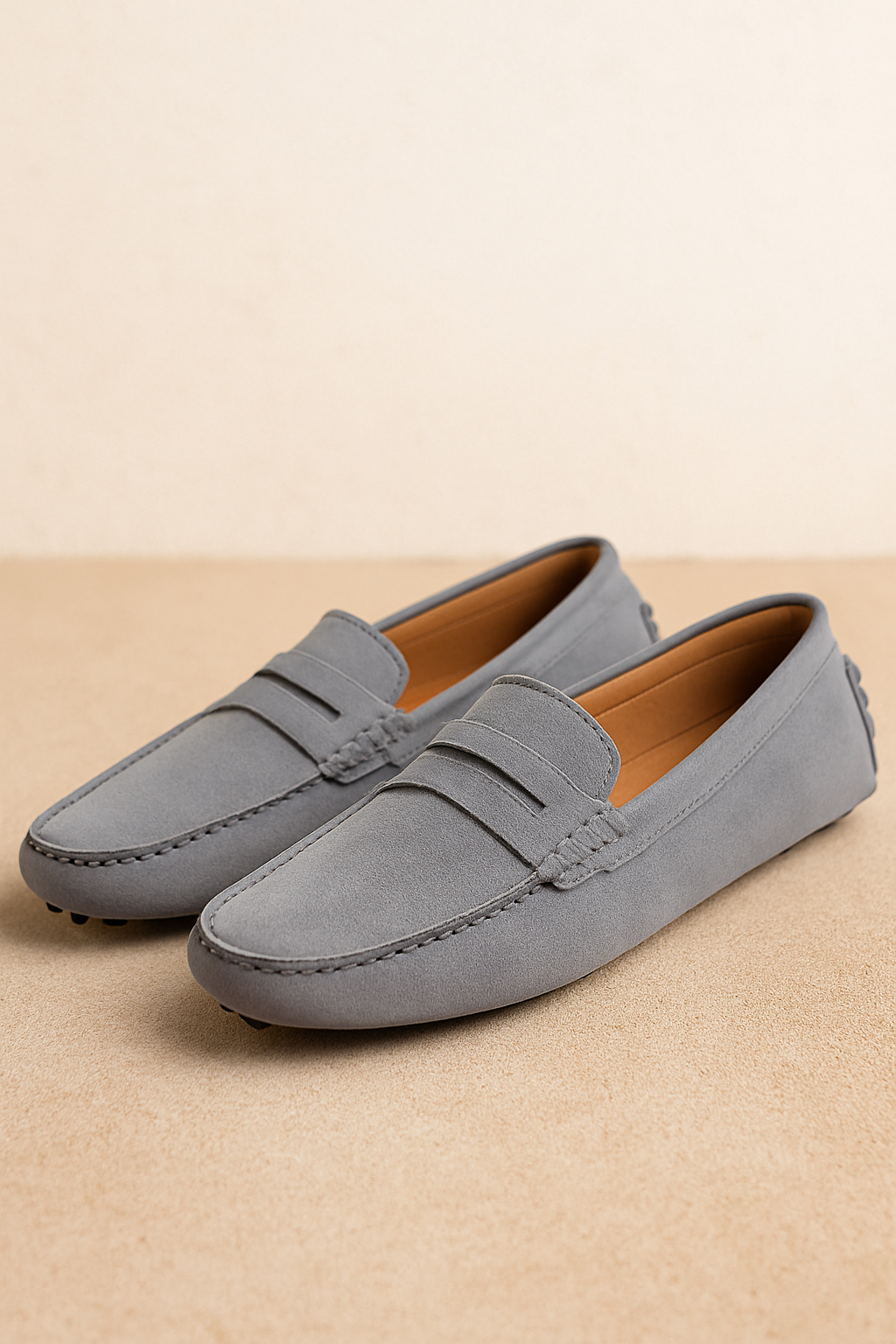 Men's Driving Loafers with Cushioned Footbed and Elastic Gore, Flexible Rubber Tread