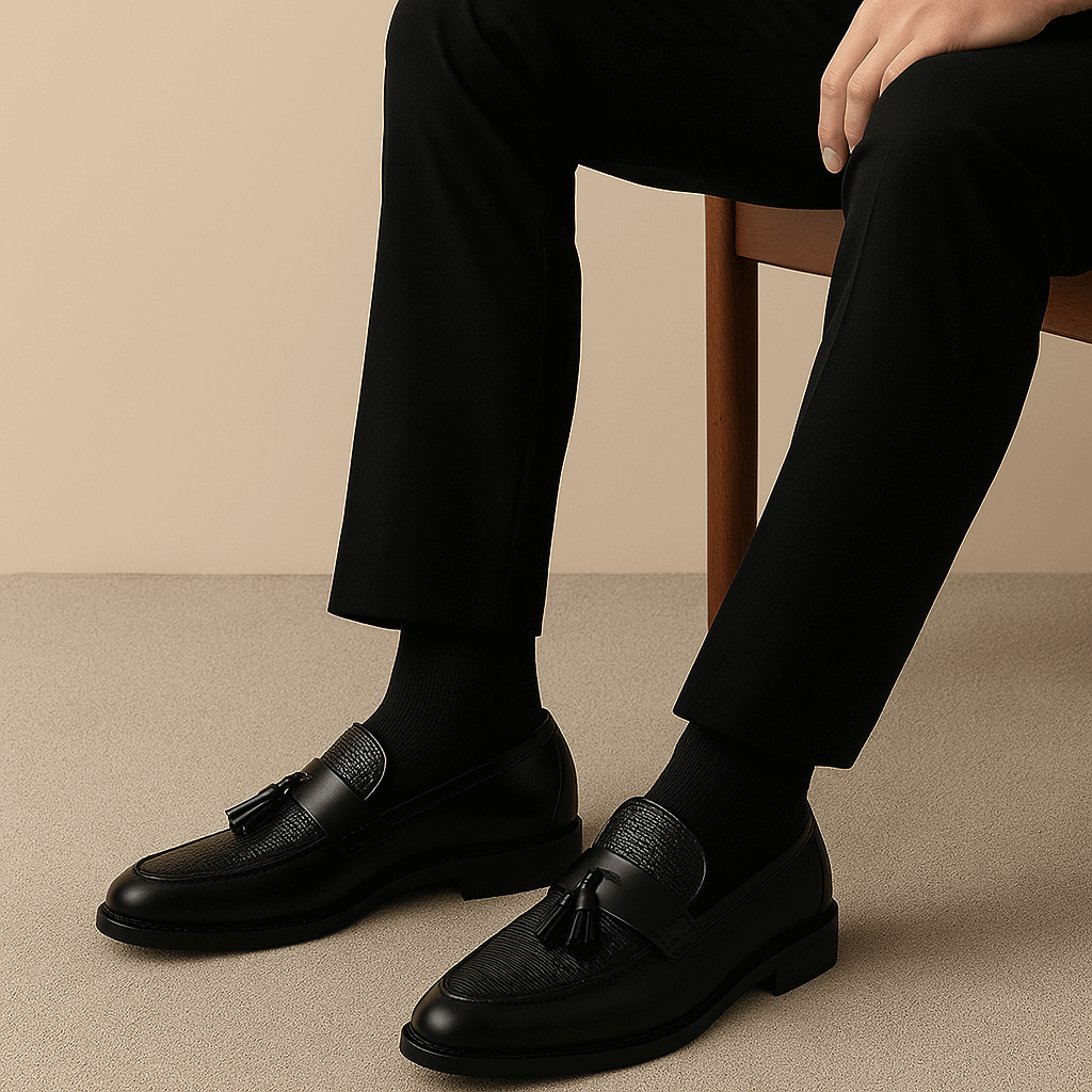 Men's Tassel Loafers with Woven Upper and Supportive Insole, Slip-On Dress Shoe