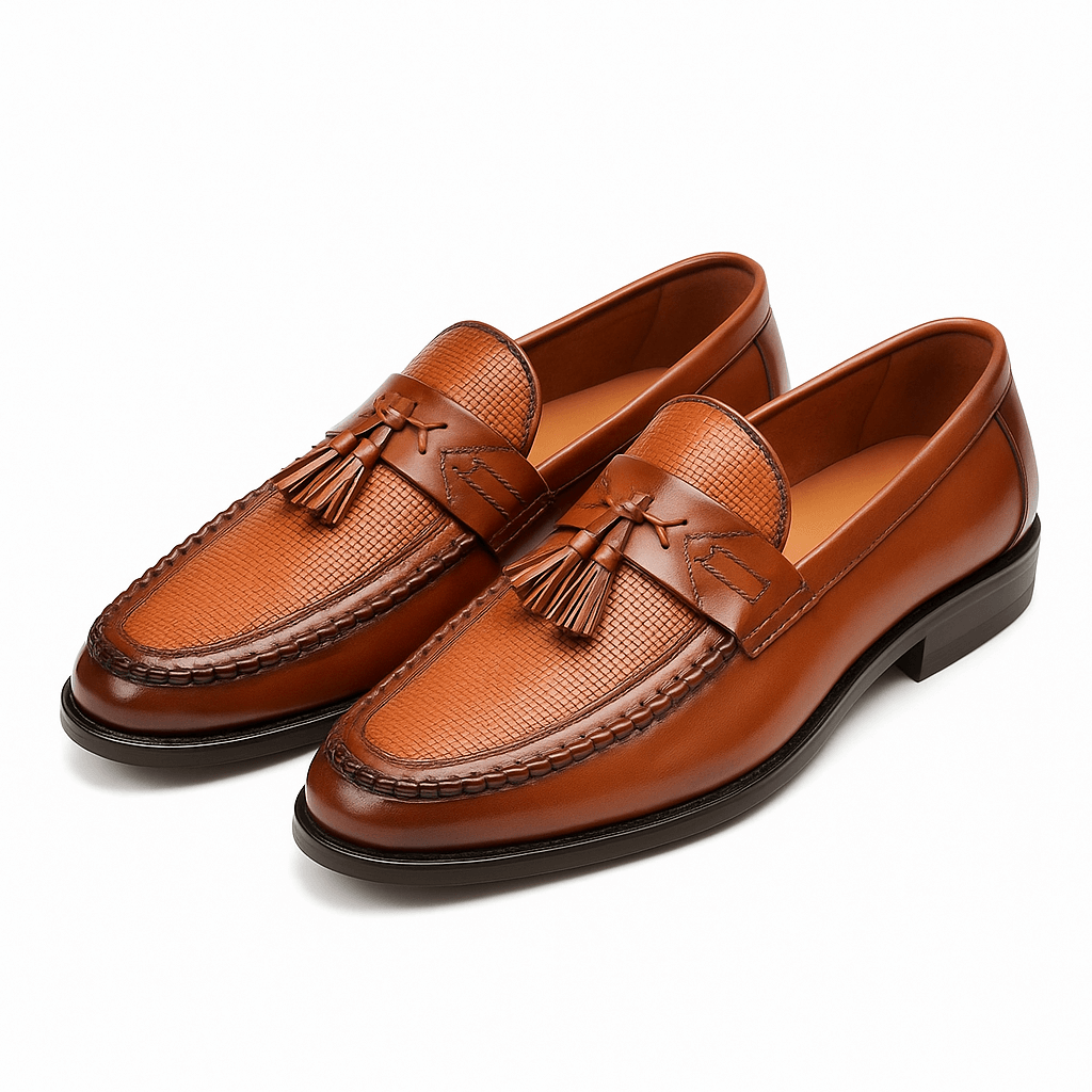 Men's Tassel Loafers with Woven Upper and Supportive Insole, Slip-On Dress Shoe