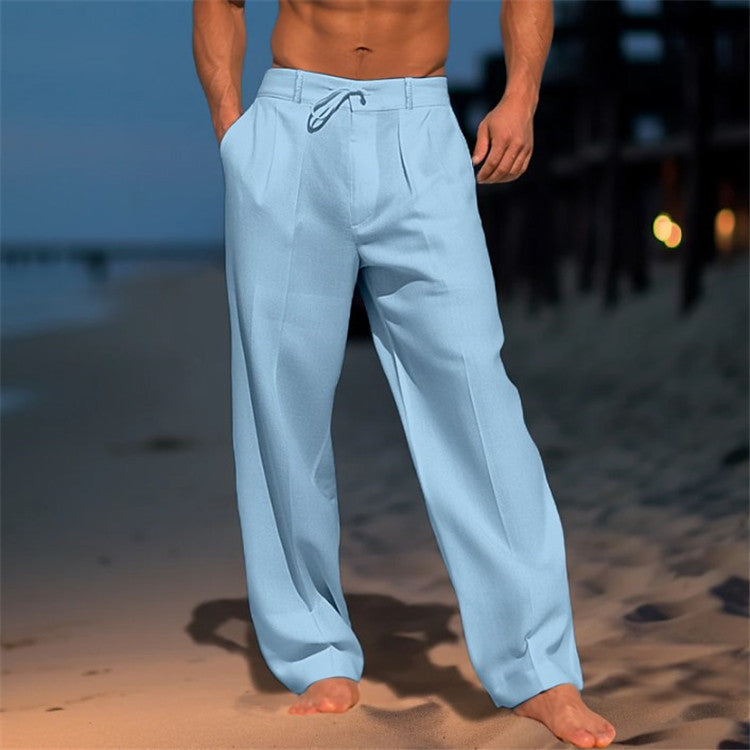 Jonas | Men's Relaxed Fit Linen Trousers – Drawstring Waist & Pleated Front - Image 5